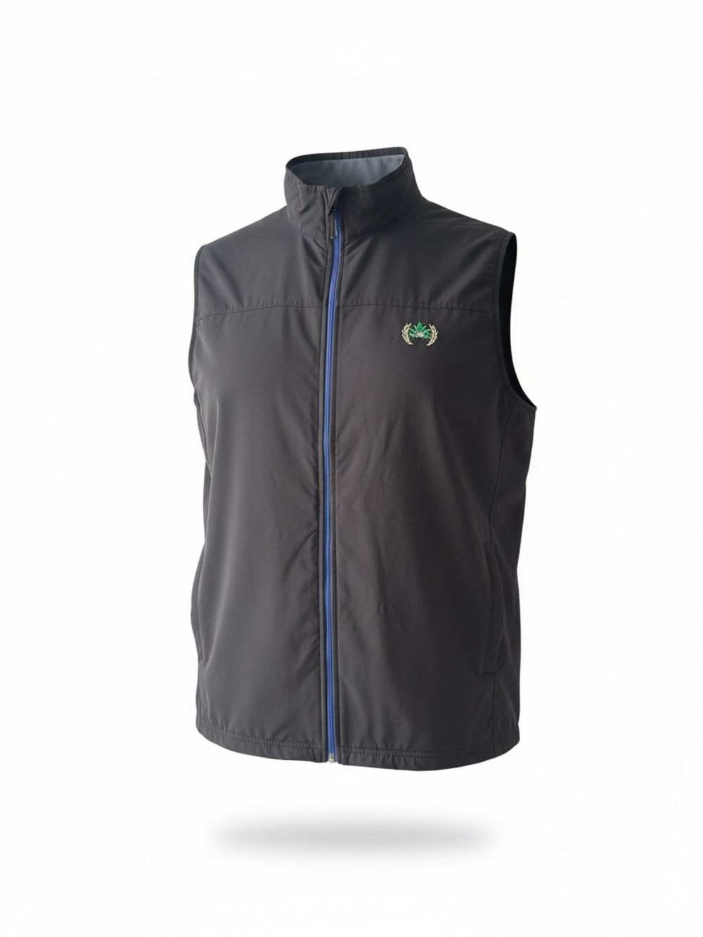 Men's Black Sleeveless Vest with Blue Zip Trim